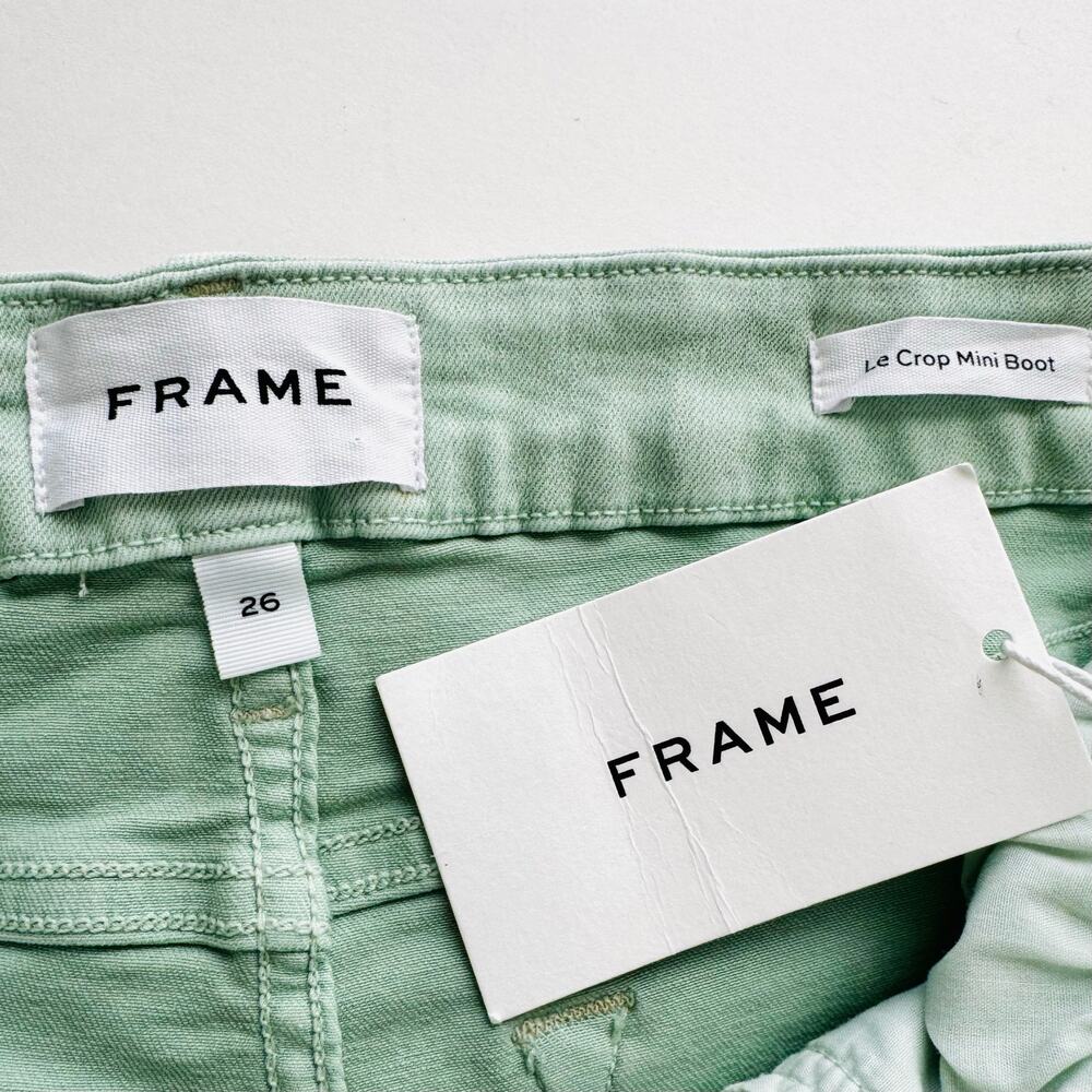 Frame Le Crop Mini Boot Mid-Rise Denim Jeans Pants in Aloe Light Green 26 NWT - Picture 10 of 11